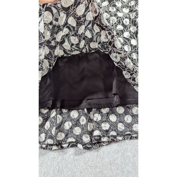 Susan Graver Women Top 3X Polka Dot Lace Overlay Swing Tunic Stretch Popover - Picture 4 of 10